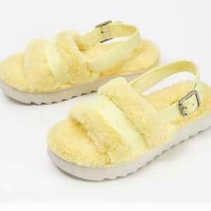 Koolaburra by Ugg Fuzz'd Out Buckle Strap Sandal yellow